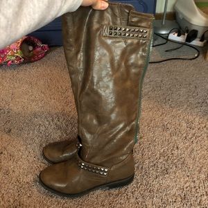Knee high zip up boots